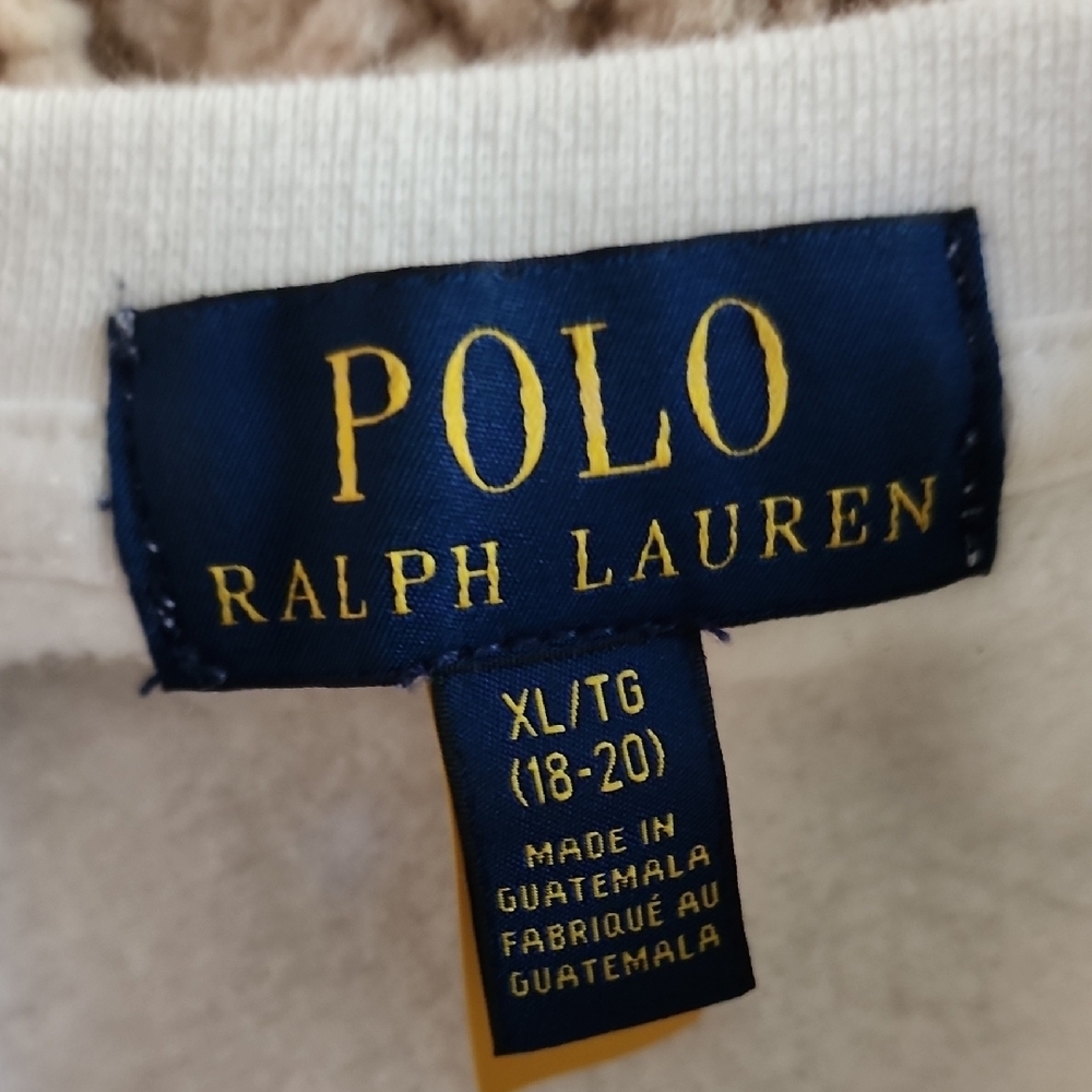 Polo Ralph Lauren White Graphic Crewneck Sweatshirt Blue Yellow Logo - Picture 5 of 8